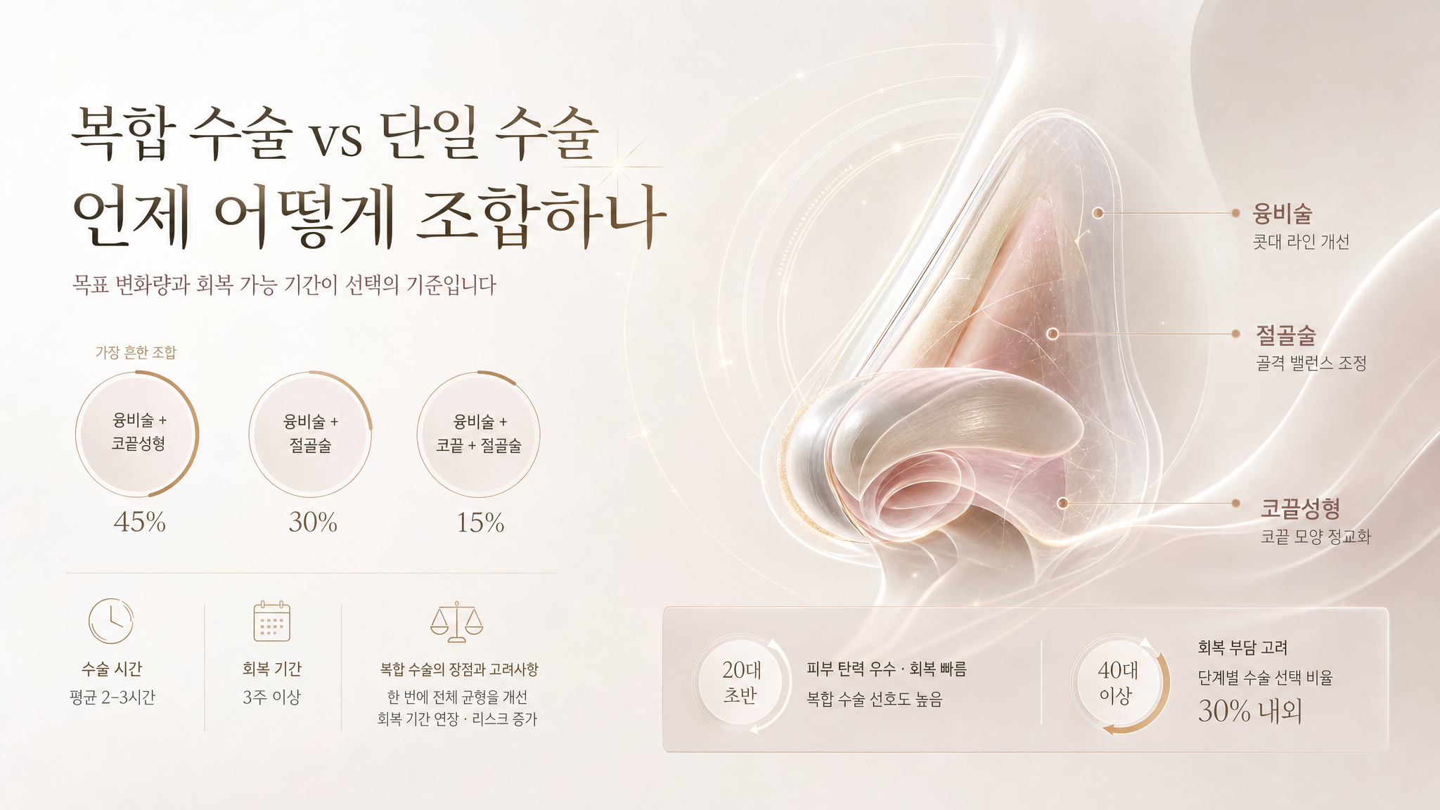 코성형 — 복합 수술 vs 단일 수술 — 언제 어떻게 조합하나